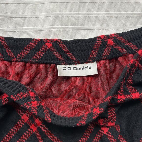 Vintage Red Black Plaid Midi Skirt C.D. Daniels Sz 1X Preppy Academia Office - Picture 7 of 12